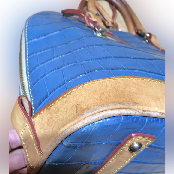 DOONEY & BURKE Croc Leather Domed Tote Handbag Turquoise Blue - Picture 11 of 15